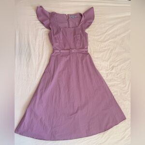 Antonio Melani Lilac Mauve Purple Size 4 Dress Ruffle Sleeve Detachable Belt